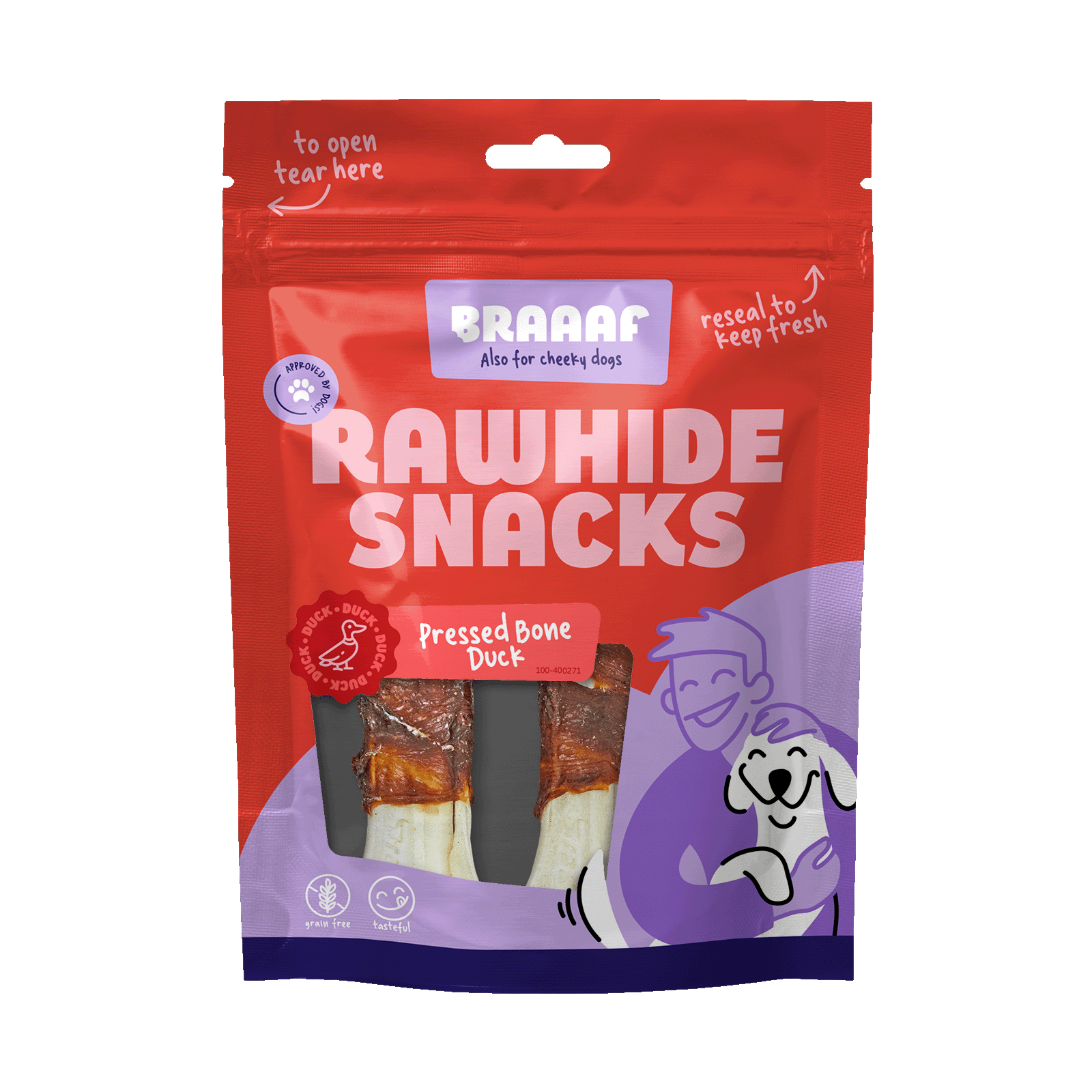 Braaaf Rawhide Pressed Bone Duck