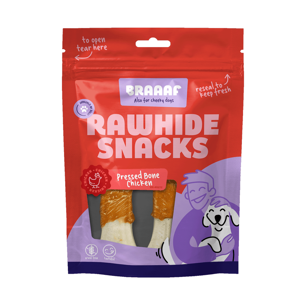 Braaaf Rawhide Pressed Bone Chicken