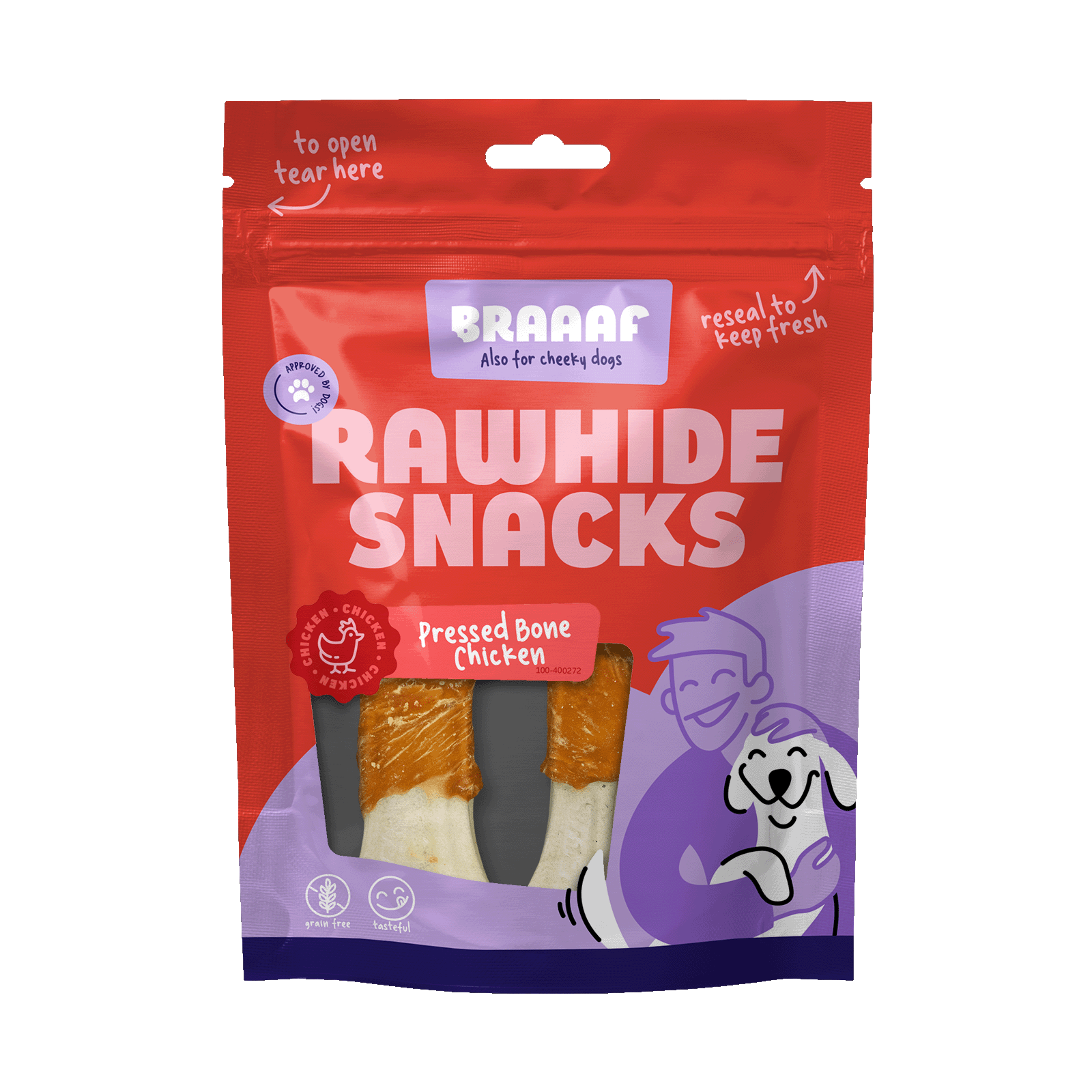 Braaaf Rawhide Pressed Bone Chicken