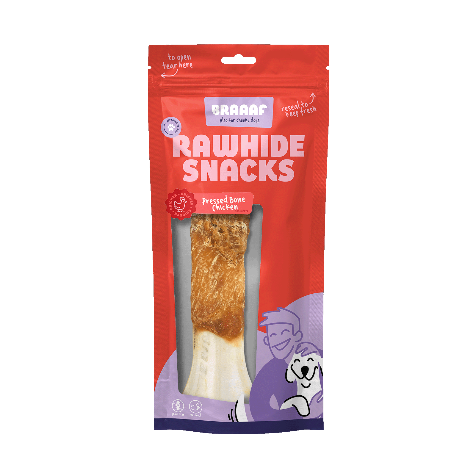 Braaaf Rawhide Pressed Bone Chicken