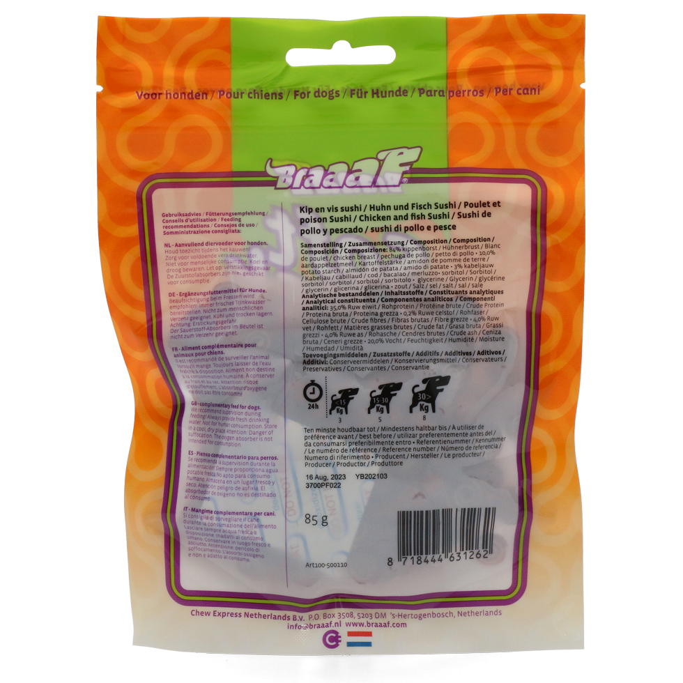 Braaaf Soft Snack Sushi - Chicken & Fish