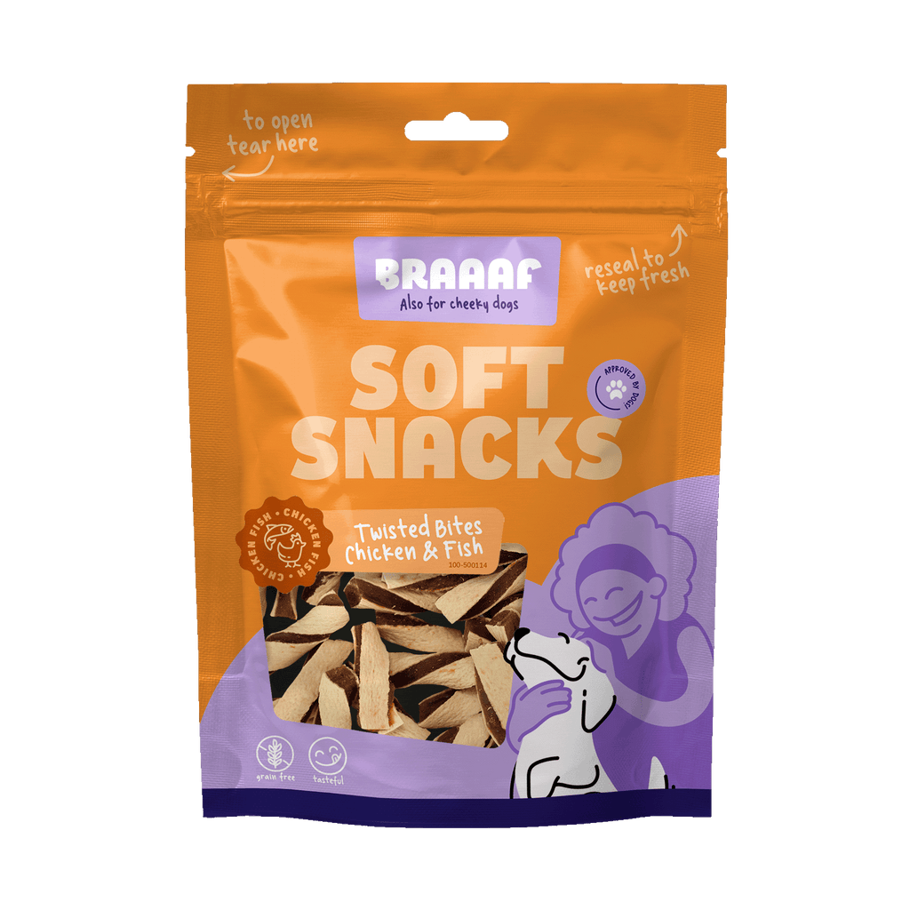 Braaaf Soft Snack Twisted Bites - Chicken & Fish