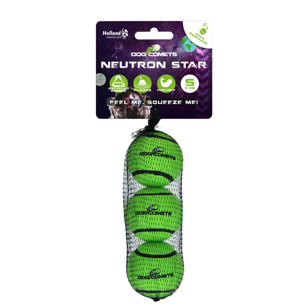 Dog Comets Neutron Star Tennis Ball With Squeaker (3-pack)