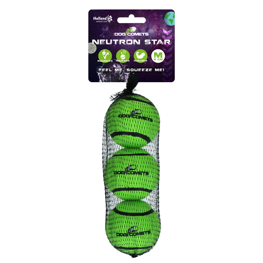 Dog Comets Neutron Star Tennis Ball With Squeaker (3-pack)