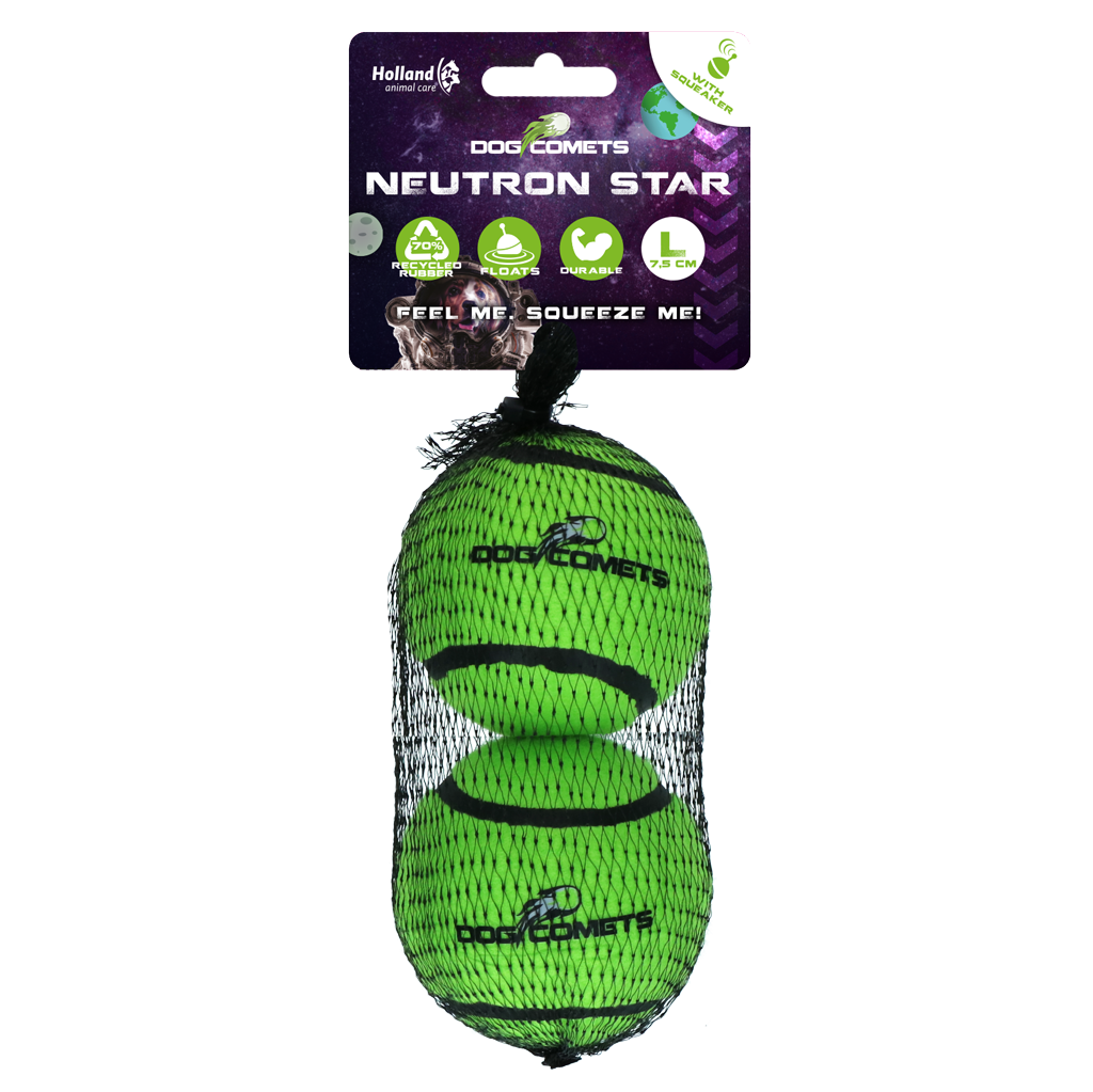 Dog Comets Neutron Star Tennis Ball With Squeaker (2-pack)