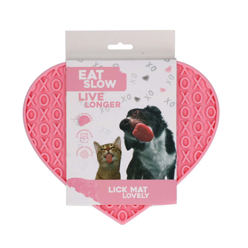 Eat Slow Live Longer Lick Mat Lovely Heart