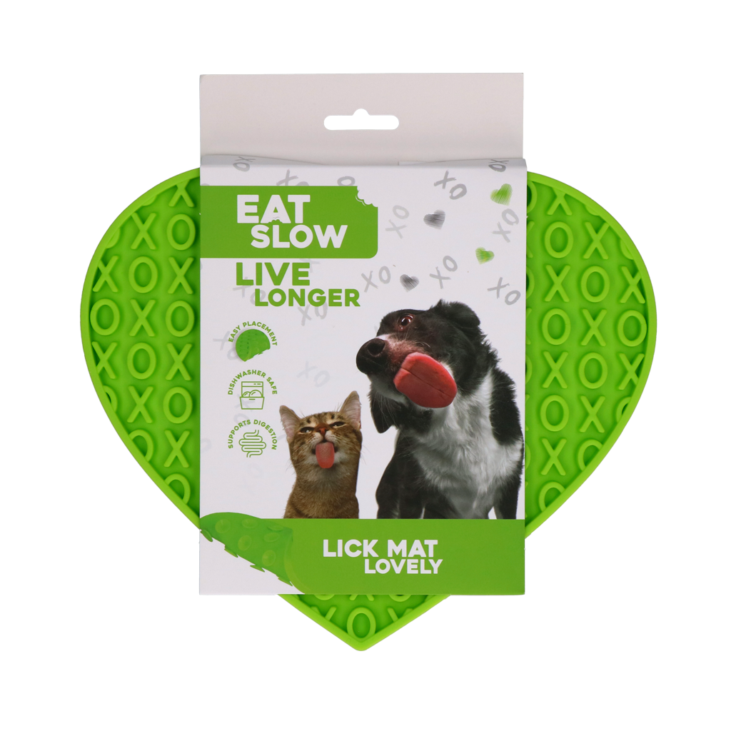 Eat Slow Live Longer Lick Mat Lovely Heart