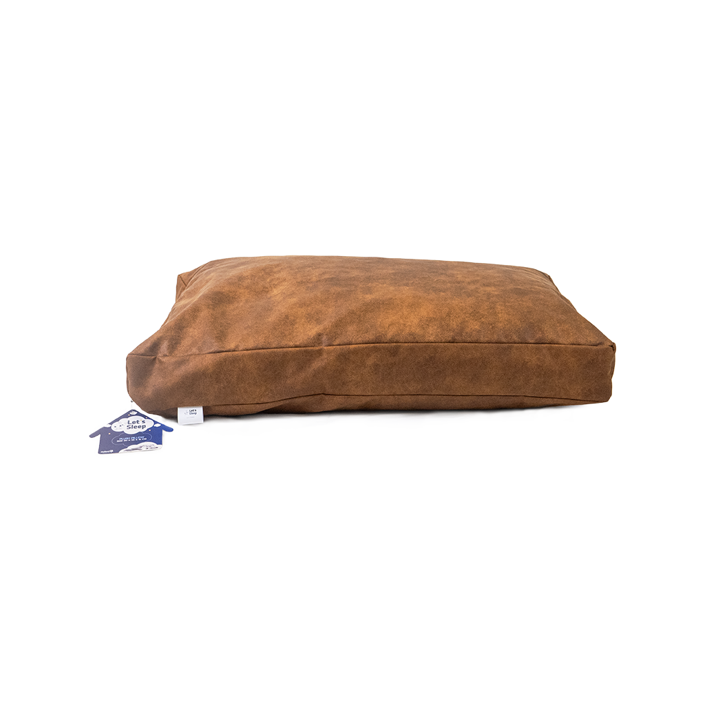 Let's Sleep Plush Pillow Dog Bed Cognac