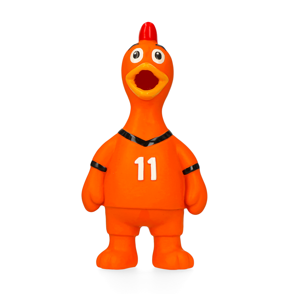 Oranje WK Latex Hondenspeeltjes Kip