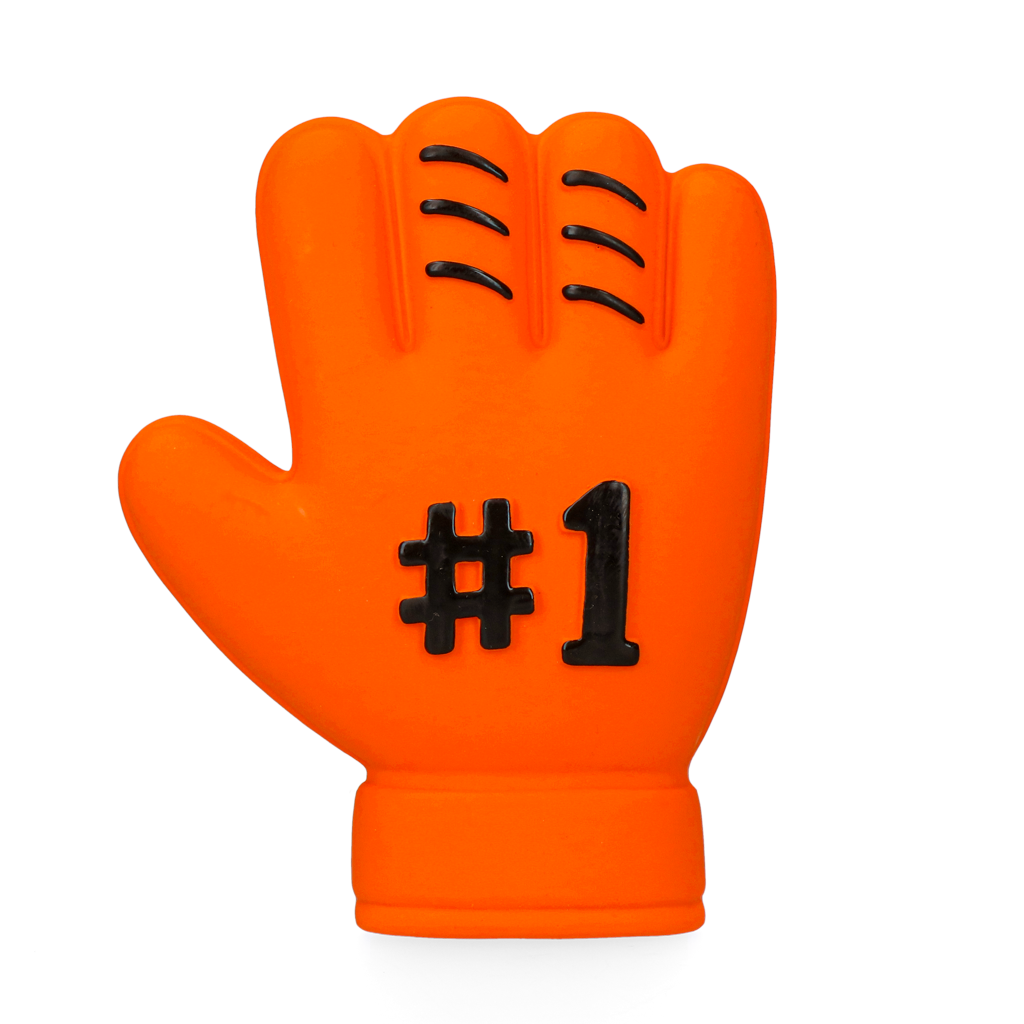 Oranje WK Latex Hondenspeeltjes Handschoen