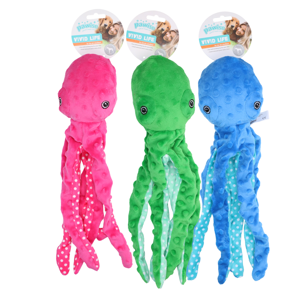 Pawise Plush Octopus (3 colour assorted)