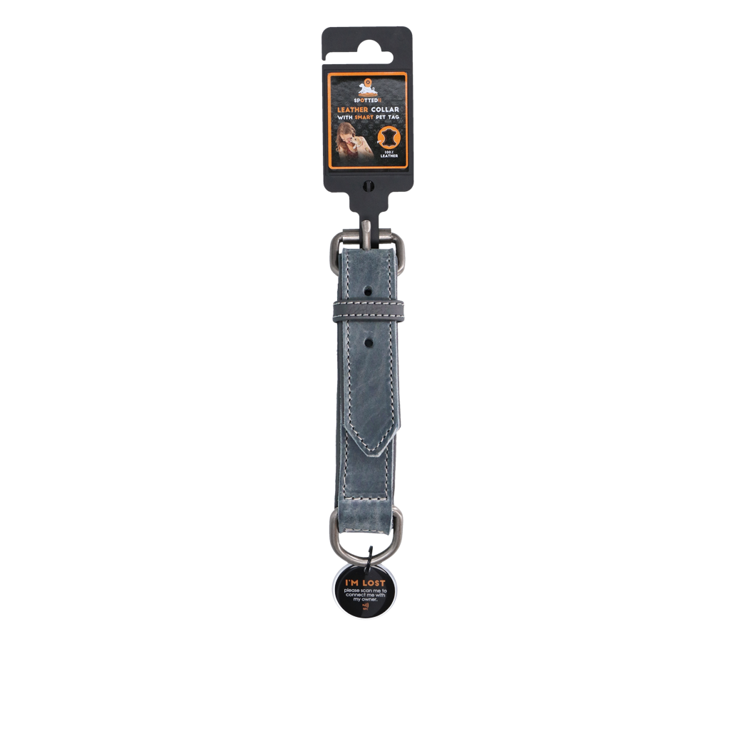 Spotted! Pro Leather Collar Grey 2.5x40cm